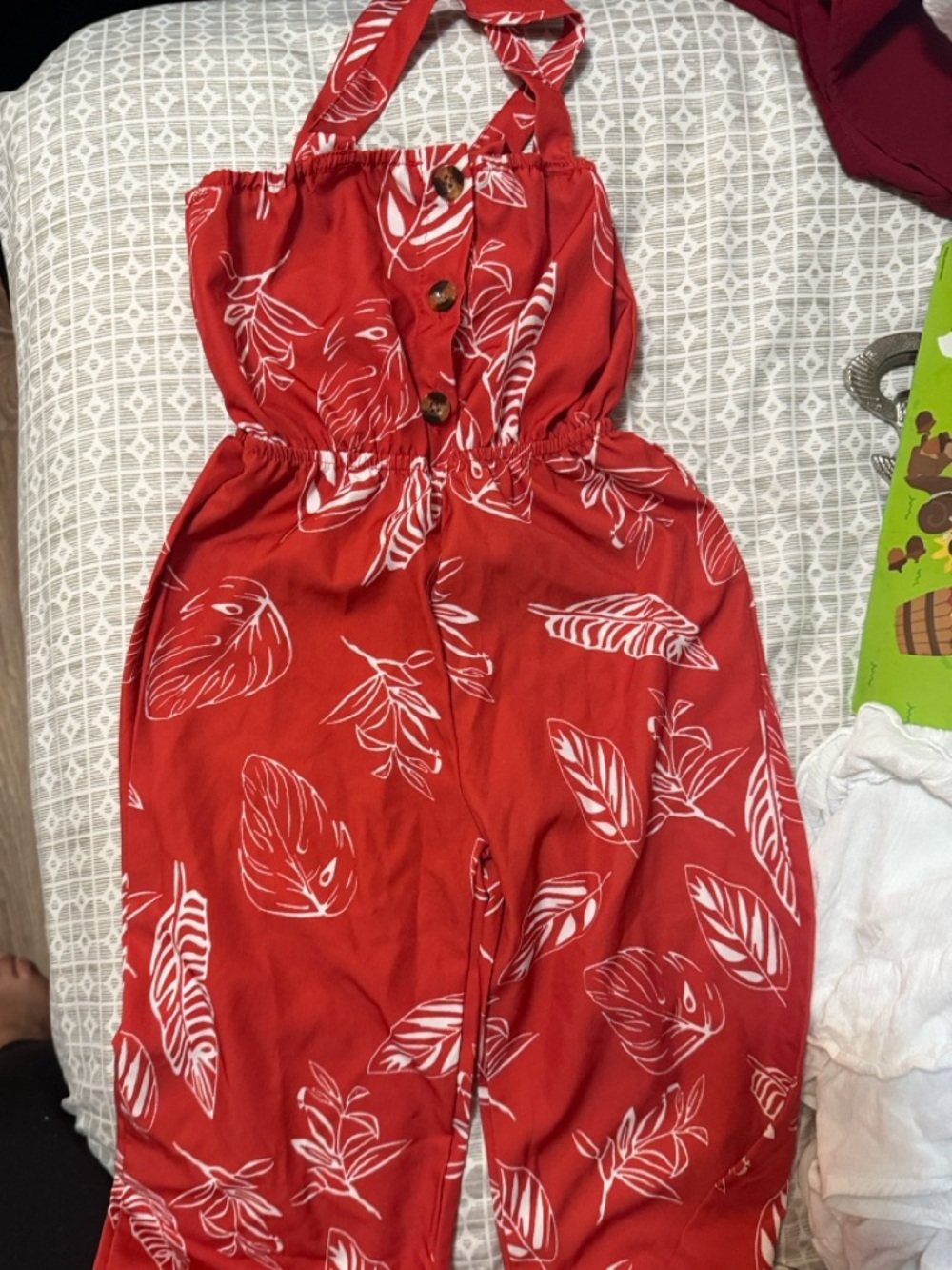 Little girl  Coral Off-Shoulder Jumpsuits x2